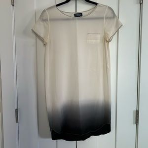 Gryphon Off-white/Black Ombré Silk Dress